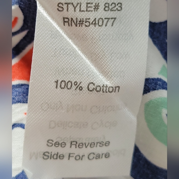 CAbi Sz 6 Cotton Pleated Smocked Back Multicolor Tank Top Peplum Blouse - Picture 11 of 13